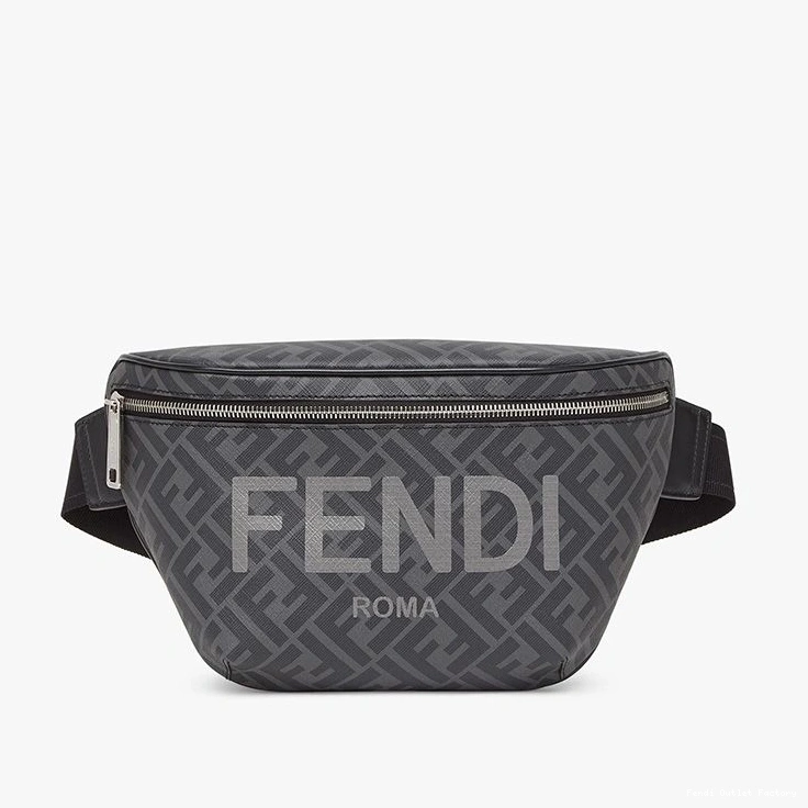 Vintage HOT FF Fabric ROMA Fendi Motif Belt In Black Bag Logo 0803